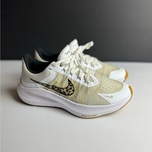 Nike Air Zoom White and Black leopard Sneakers